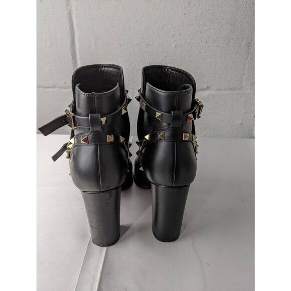 Valentino Garavani Rockstud Ankle Boots Black Leather Booties Size 39 EU 9 US - Picture 5 of 15